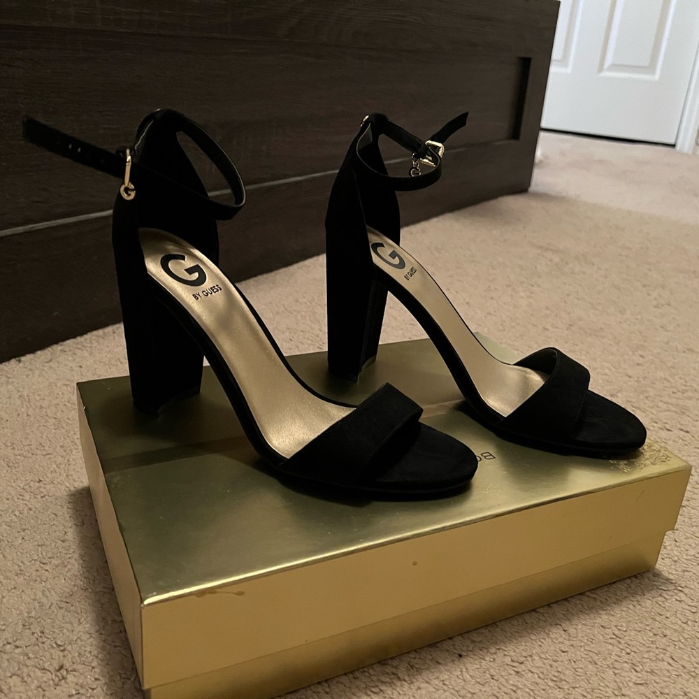 G by Guess Black Block Heel Sandals